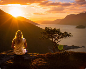 Sfeerfoto van een ontspannende bewust ademen sessie om stress en angst te verminderen en het parasympatisch zenuwstelsel te activeren.